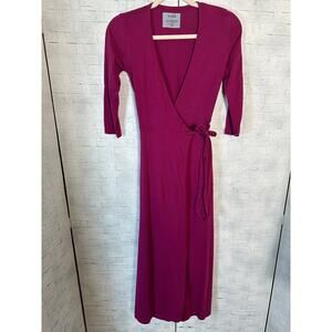 Tonle women’s wrap dress dark pink feminine knit with pockets fall normcore